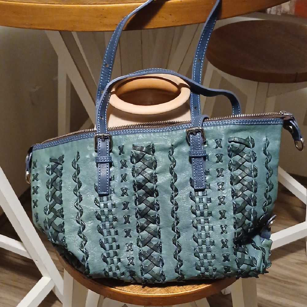 Stylish Blue Woven Women's Bag